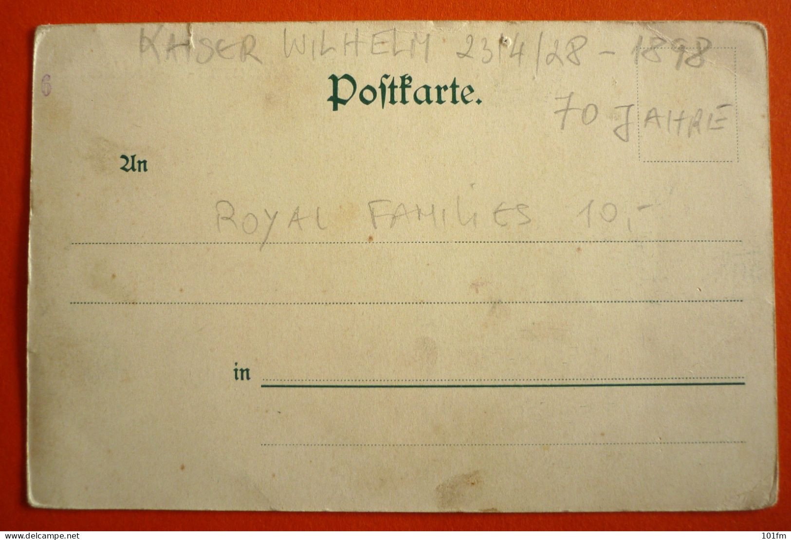 KAISER WILHELM 23.APRIL 1828-1898 , JUBILAUMS POSTKARTE - Royal Families