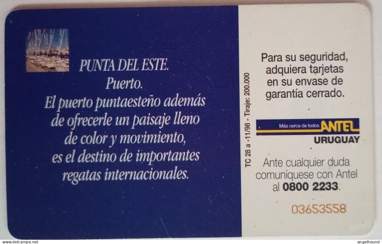 Uruguay Antel $25 Chip Card - Punta Del Este Puerto - Uruguay