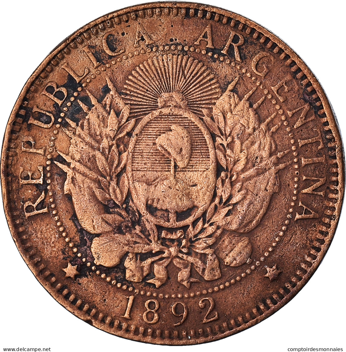 Monnaie, Argentine, 2 Centavos, 1892 - Argentine