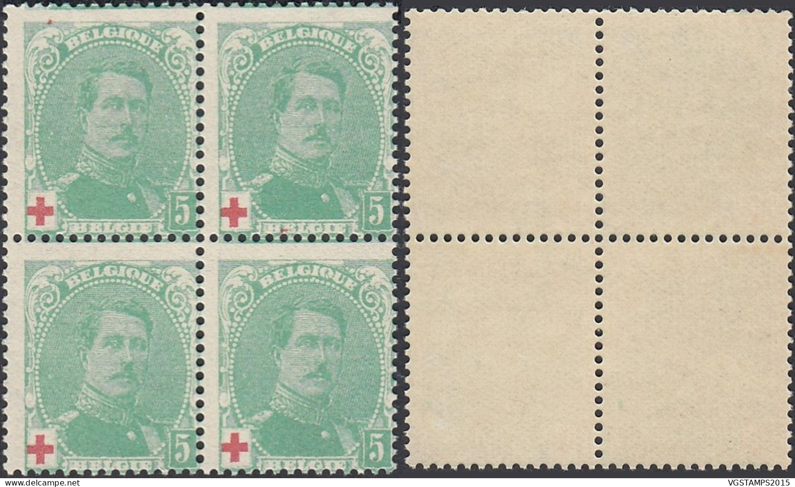 Belgique 1914 - Timbres Neufs. COB Nr.: 129 A Dont Variétés Point Rouge En Marge (Case 110)... (EB) AR-02039 - 1914-1915 Red Cross
