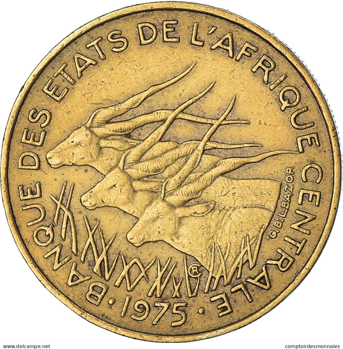 Monnaie, États De L'Afrique Centrale, 25 Francs, 1975 - República Centroafricana