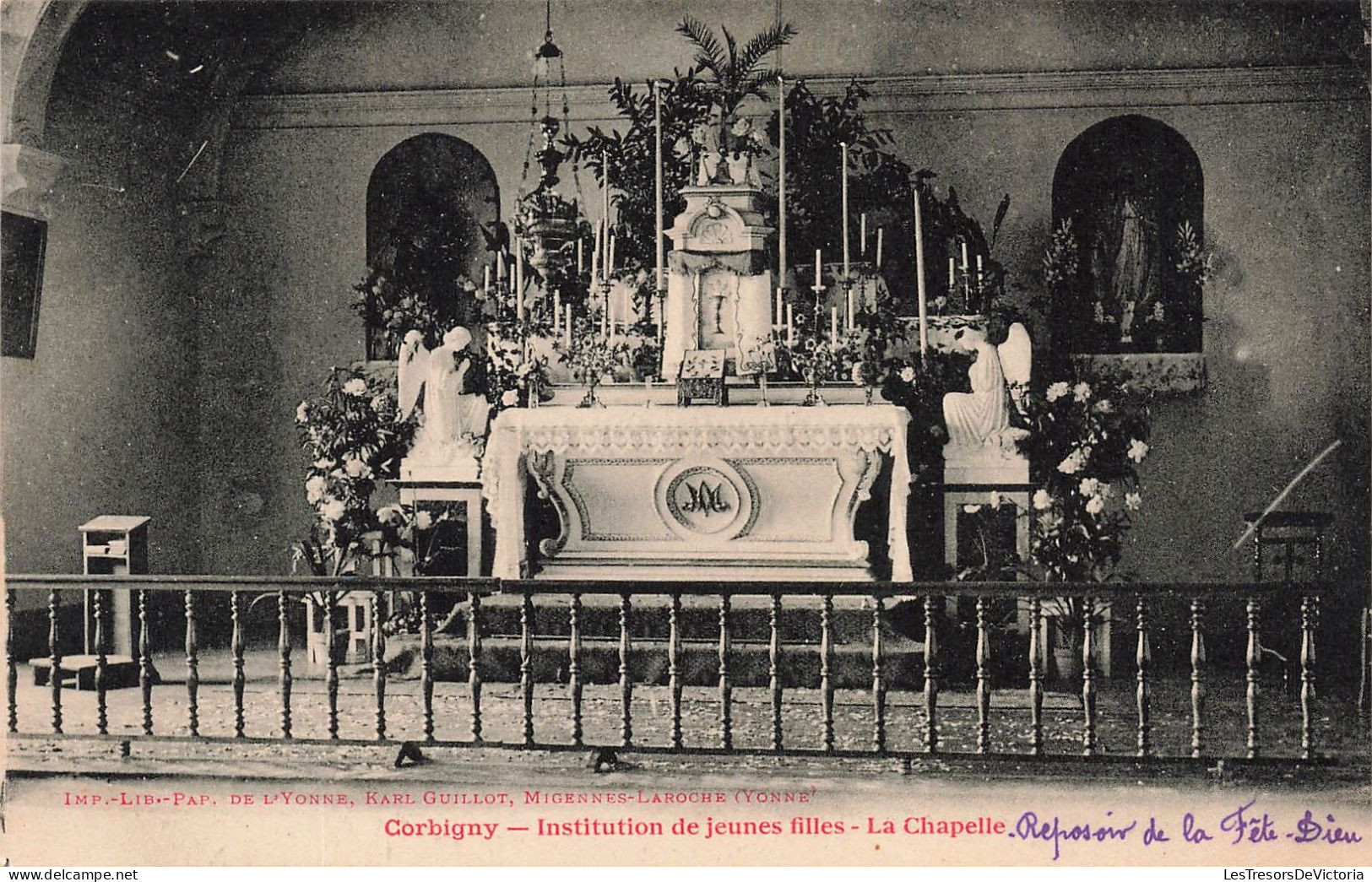 FRANCE - Corbigny - Institution De Jeunes Filles - Vue Sur La Chapelle - Vue à L'intérieur - Carte Postale Ancienne - Corbigny
