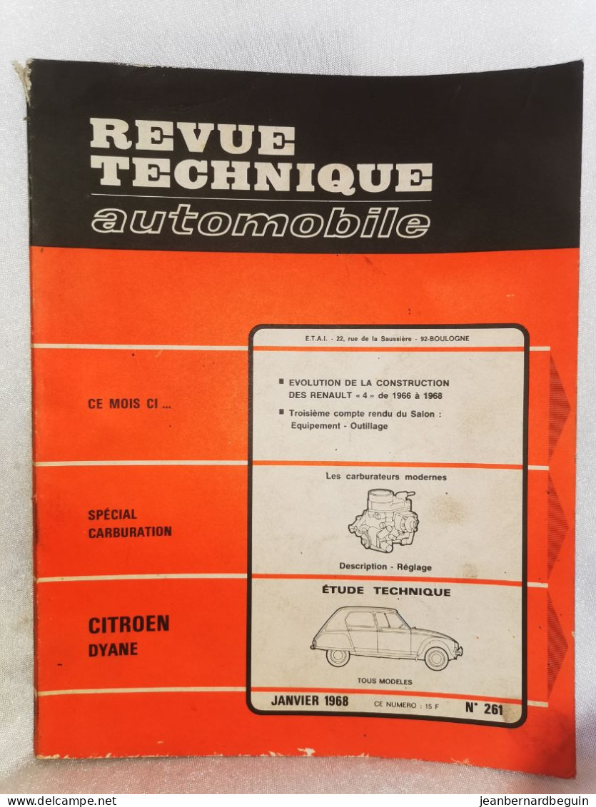 Revue Technique Automobile Originale Janvier  1968 Numero 261  Citroen Dyane - Auto