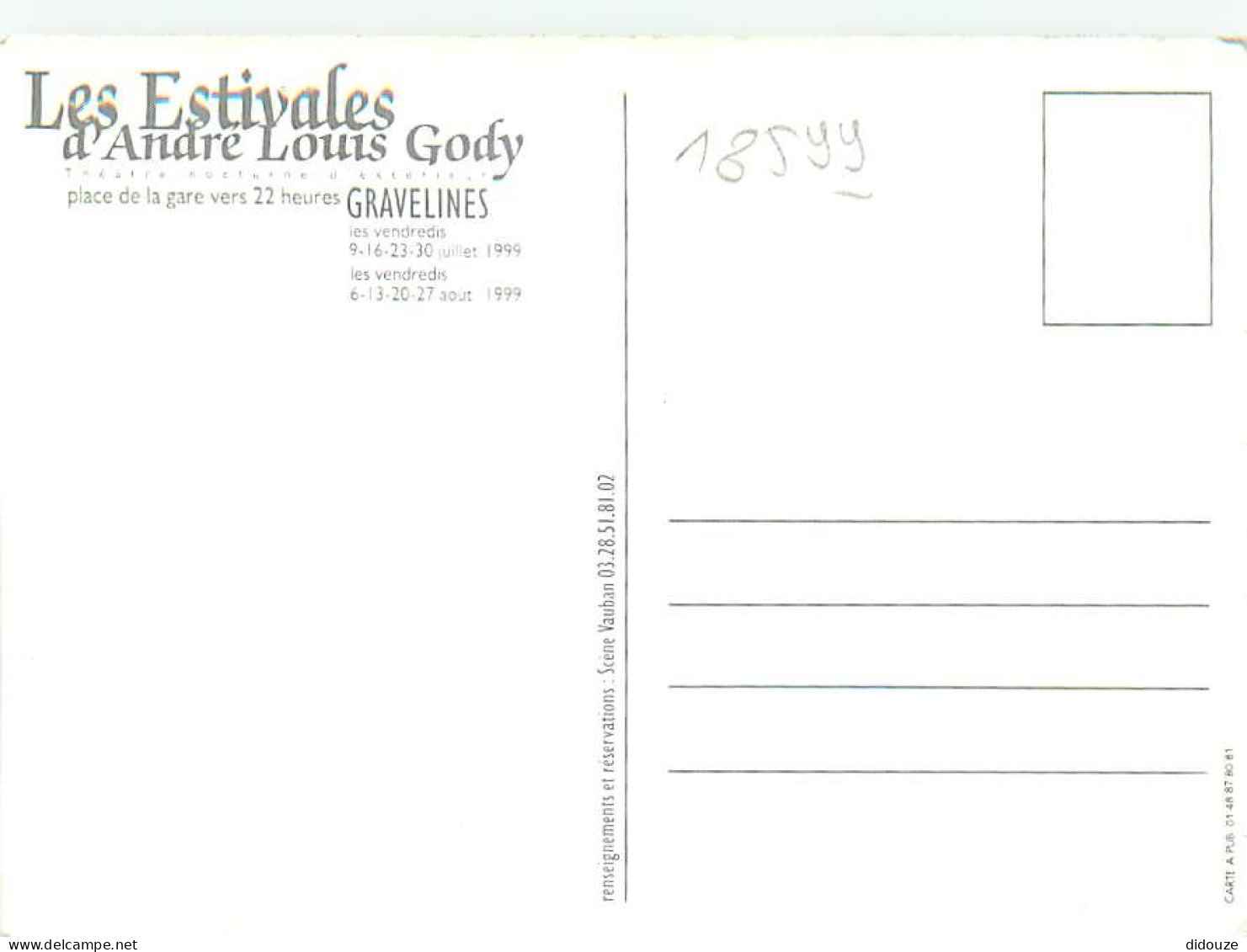 59 - Gravelines - Les Estivales D'André Louis Gody - Théatre Nocturne Extérieur - Place De La Gare Vers 22 Heures - Cart - Gravelines