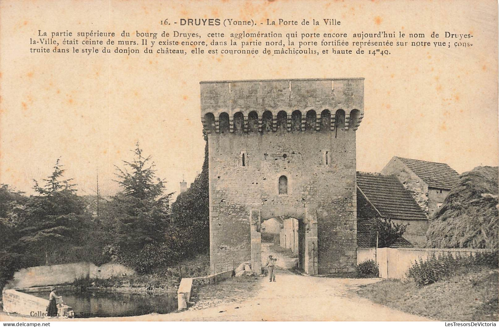 FRANCE - Druyes (Yonne) - Vue Générale Sur La Porte De La Ville - Carte Postale Ancienne - Auxerre