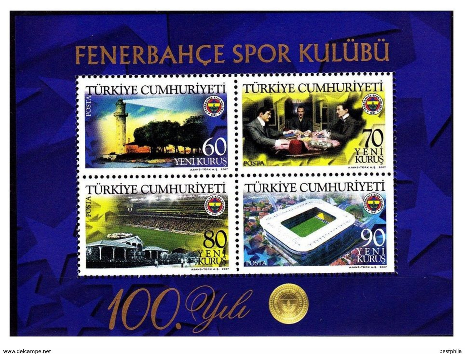 Turkey, Türkei - 2007 - 100th Anniversary Of Fenerbahçe Sports Clup - 1.Mini S/Sheet ** MNH - Nuevos