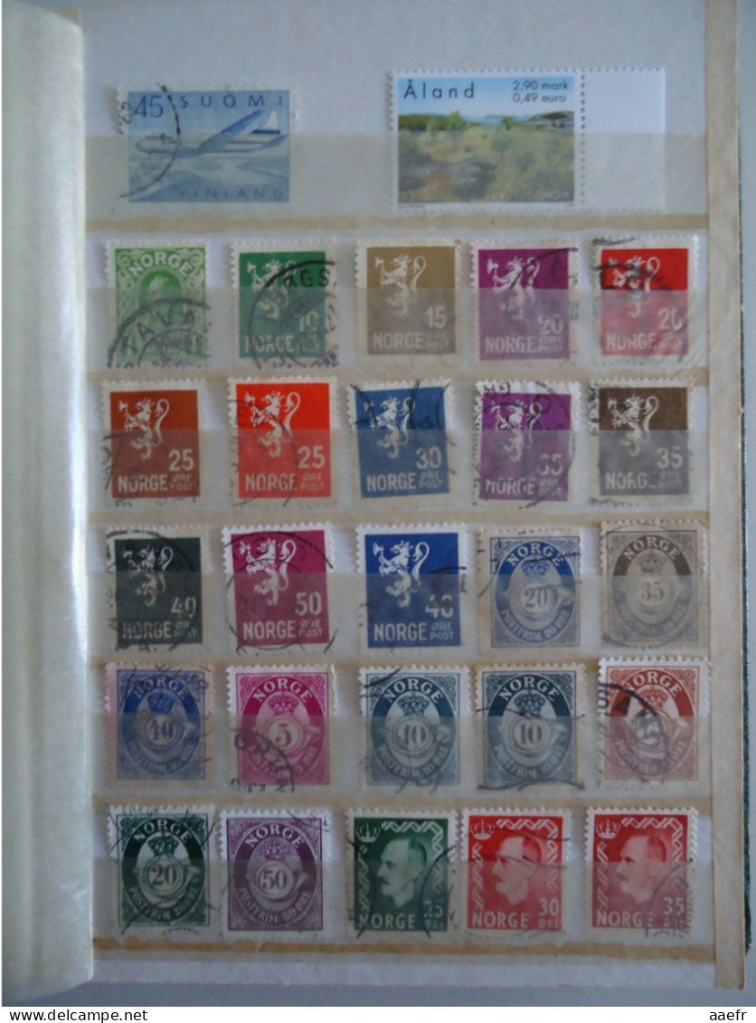 Scandinavie - 436 timbres dans un album - Aland, Danemark, Groenland, Féroé, Finlande, Norvège, Suède