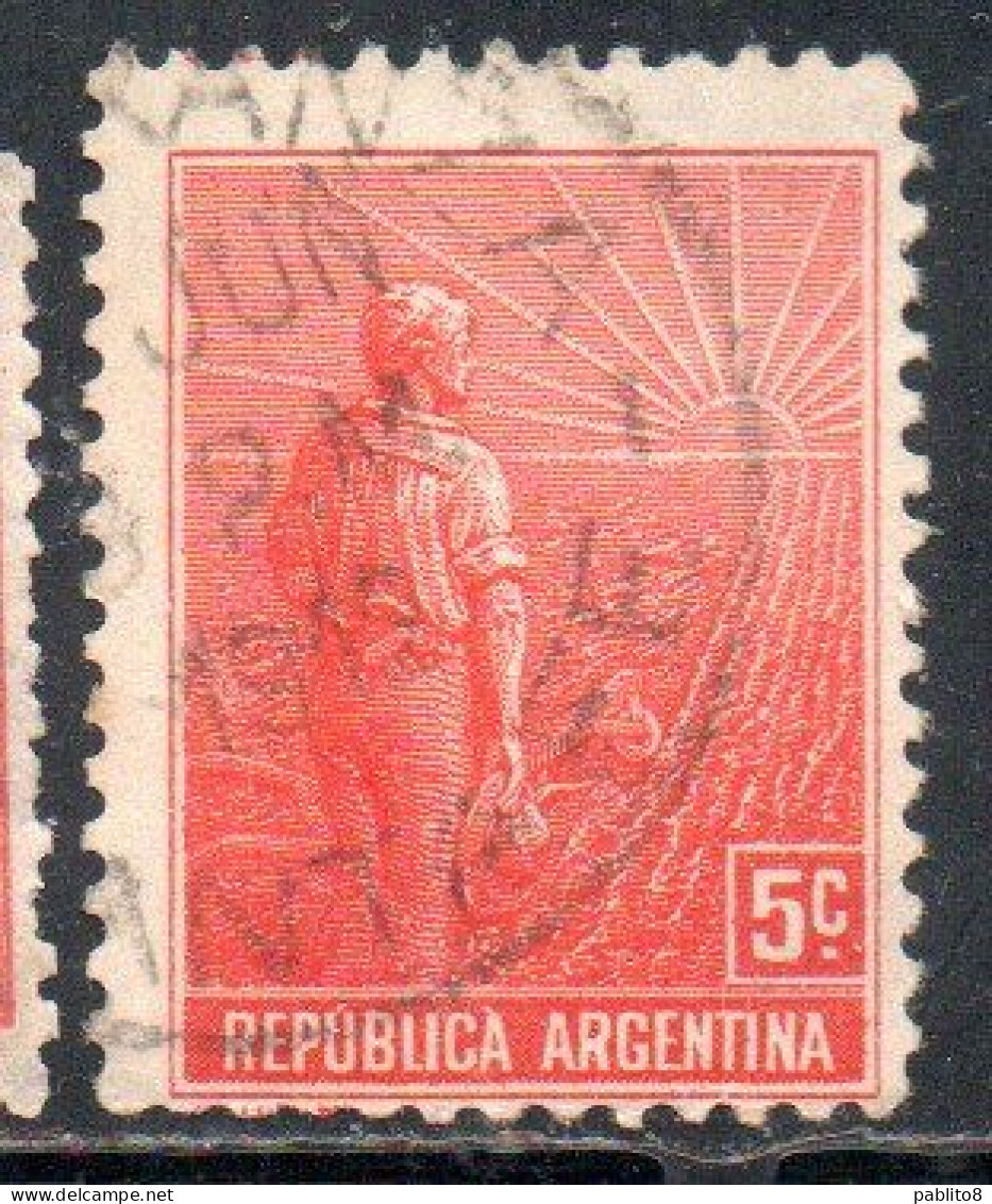 ARGENTINA 1911 AGRICULTURE AGRICOLTURA CENT. 5c USATO USED OBLITERE' - Oblitérés