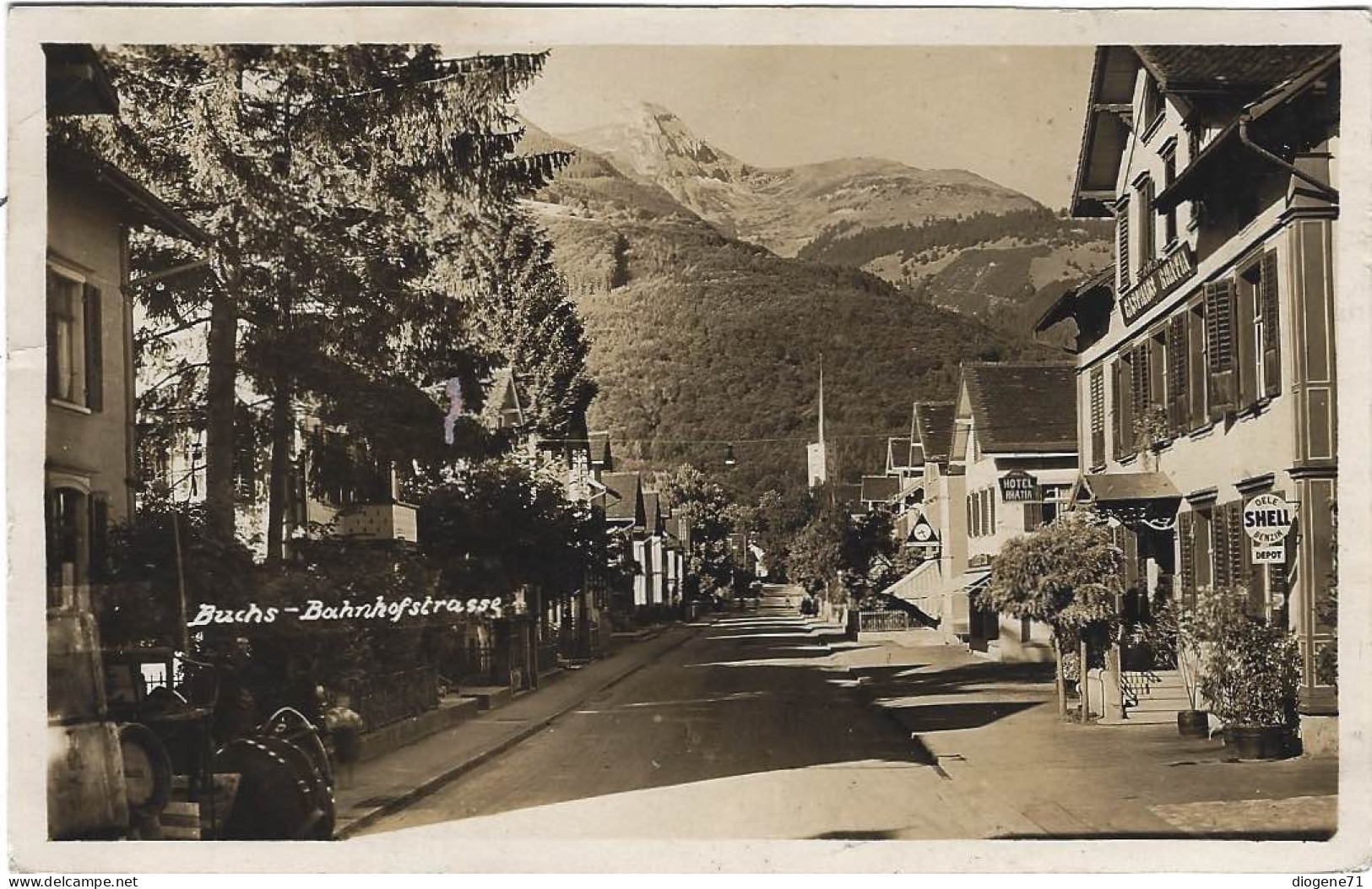 Buchs Bahnhofstrasse Belebt 1935 Selten Shell Hotel - Buchs