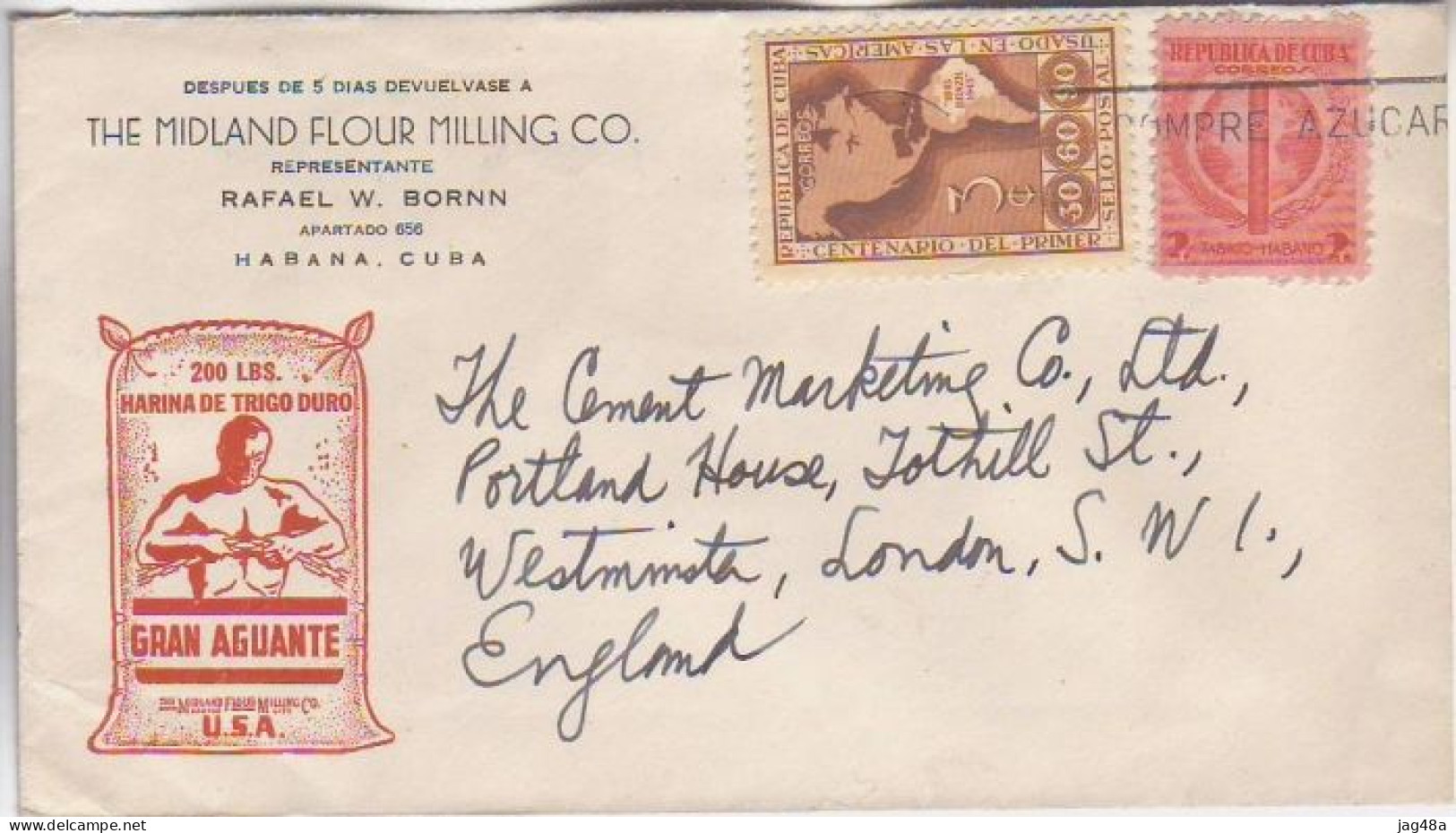 CUBA.  1943/Habana, Cachet Envelope/to London. - Covers & Documents