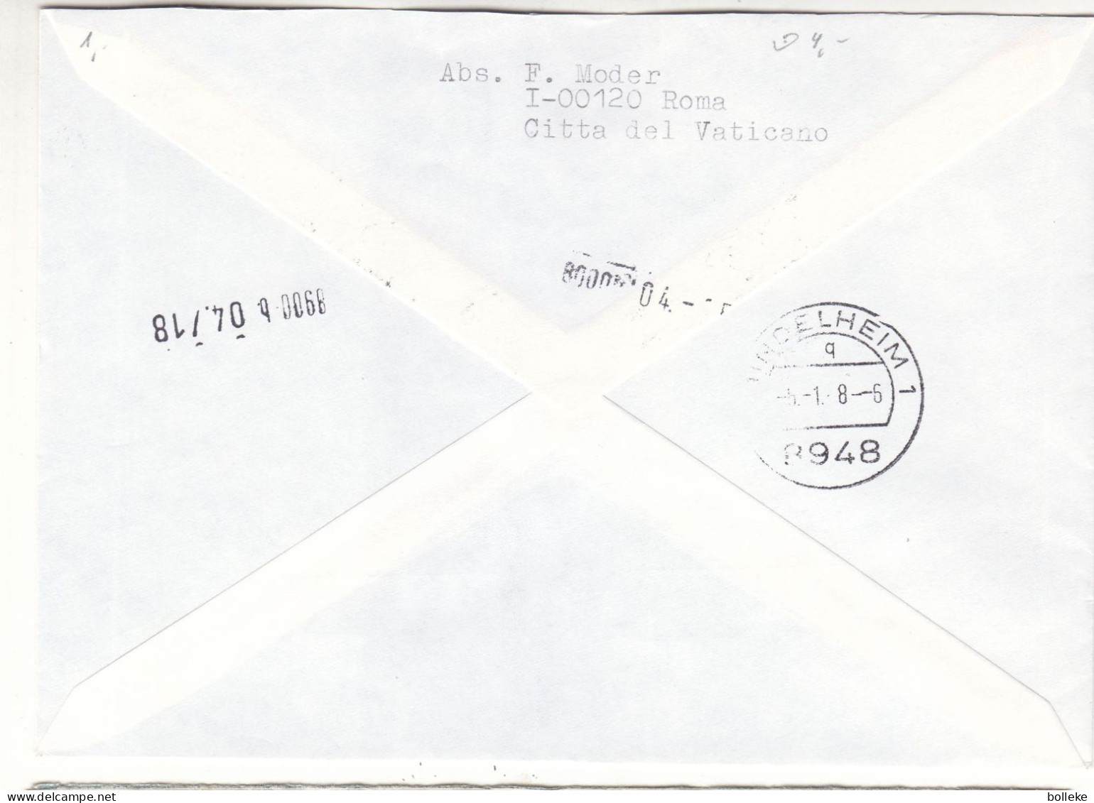 Vatican - Lettre Exprès De 1988 - Oblit Poste Vaticane - Exp Vers Kirchheim - Cachet De Middelheim - Musée - - Storia Postale