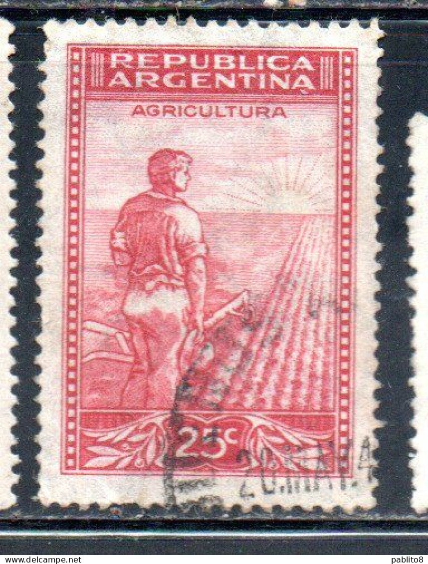 ARGENTINA 1935 1951 AGRICULTURE AGRICOLTURA 1936 CENT. 25c USATO USED OBLITERE' - Gebraucht