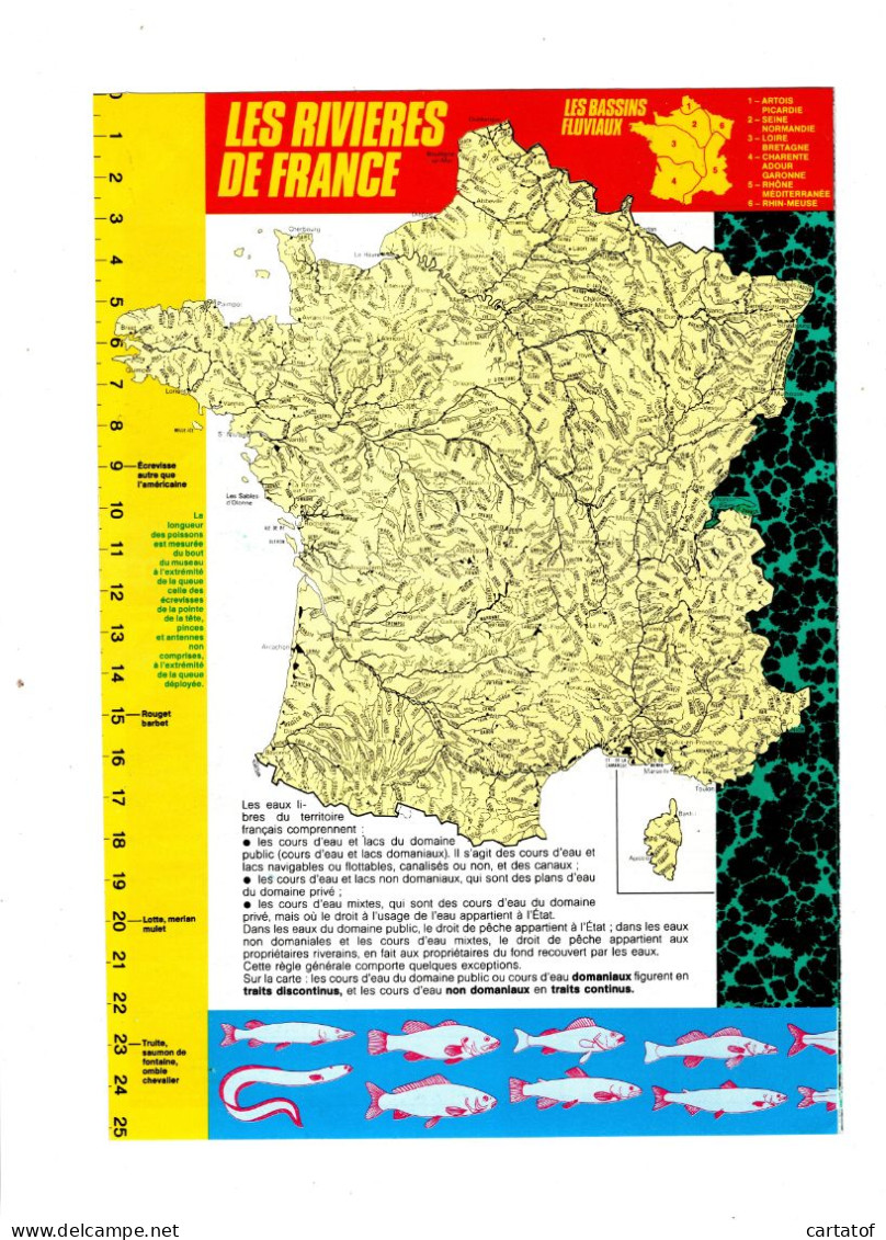 CARNET DE PECHE 1985 . Types De Poissons , Tableau Des Prises , Carte Des Rivières De France - Fischen + Jagen