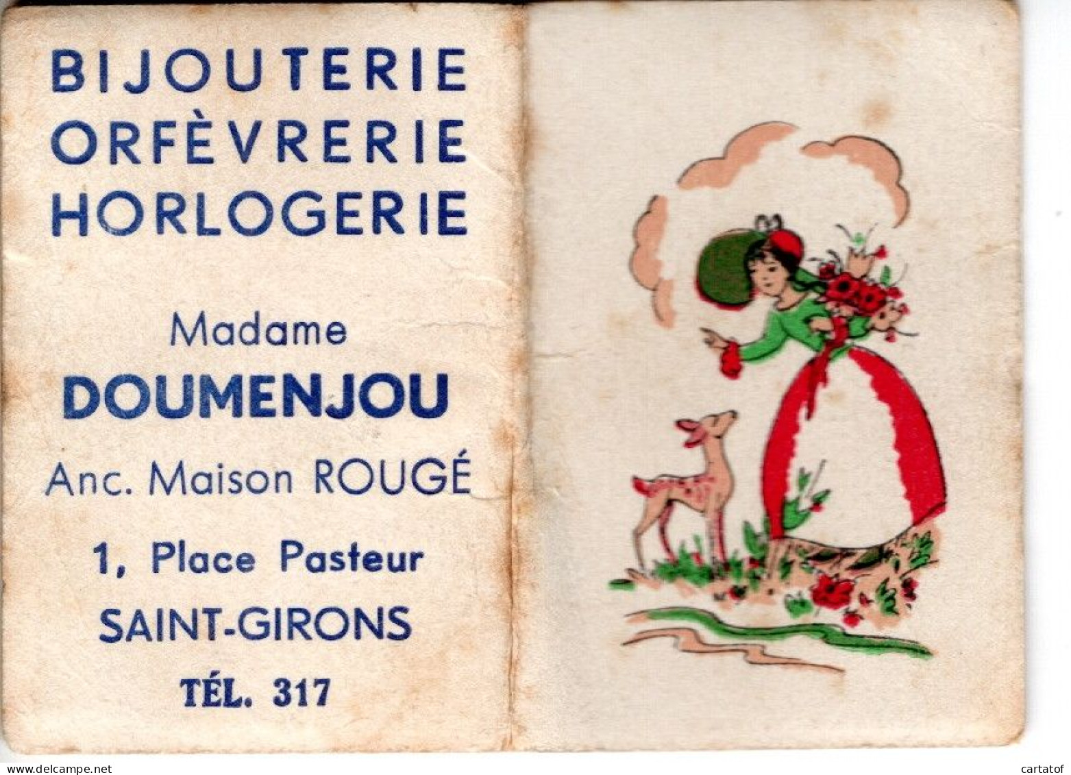 Calendrier Publicitaire Pour Madame DOUMENJOU à SAINT-GIRONS . Bijouterie Orfèvrerie Horlogerie - Kleinformat : 1961-70