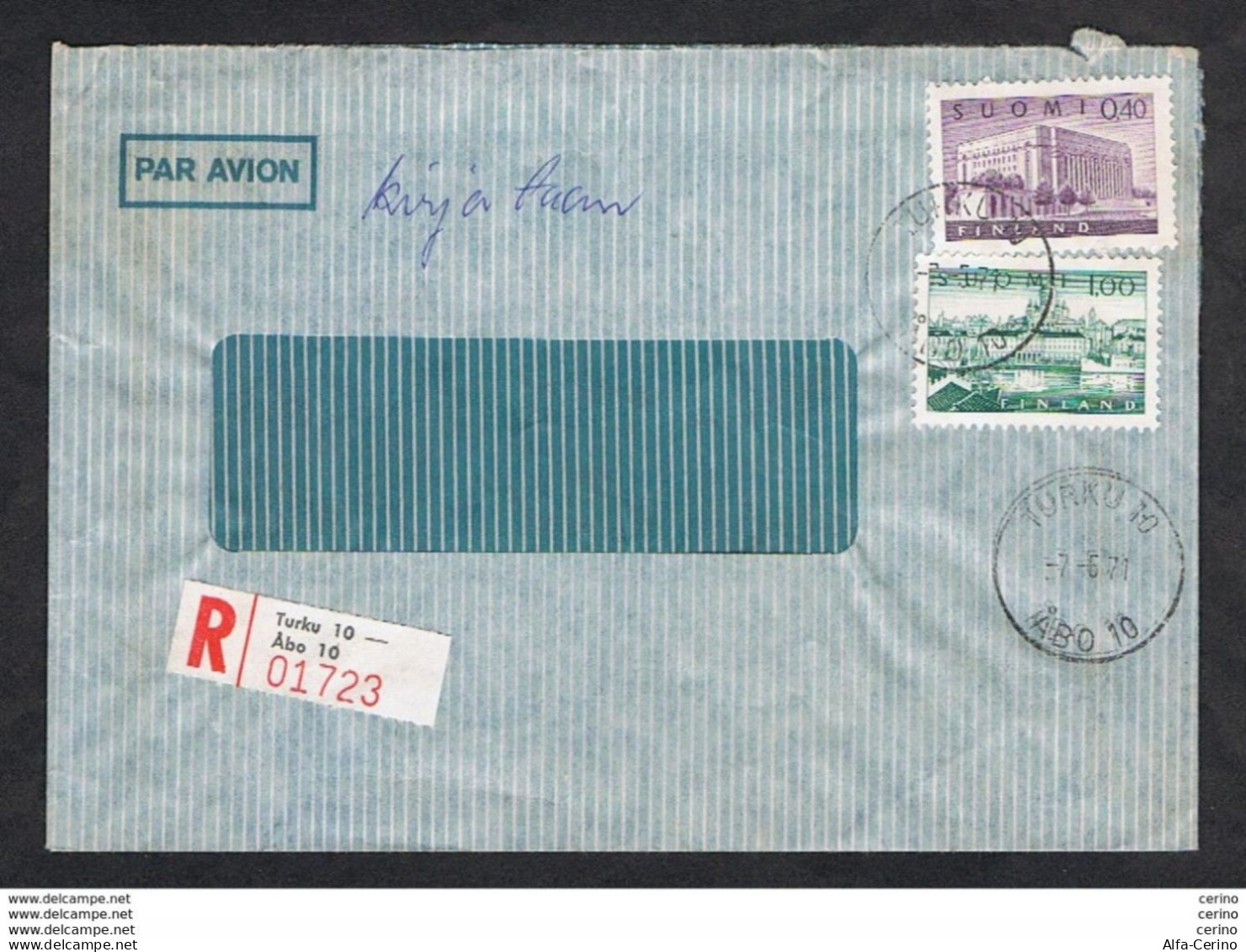 FINLAND: 1971 COMMERCIAL REGISTERED MAIL FROM TURKU WITH: 40 P. + 1 M. ( 540 + 544) - Covers & Documents