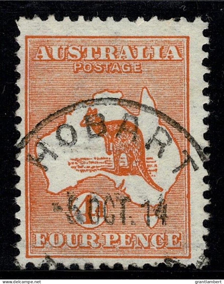 Australia 1913 Kangaroo 4d Orange 1st Watermark Used - HOBART, TAS - Used Stamps