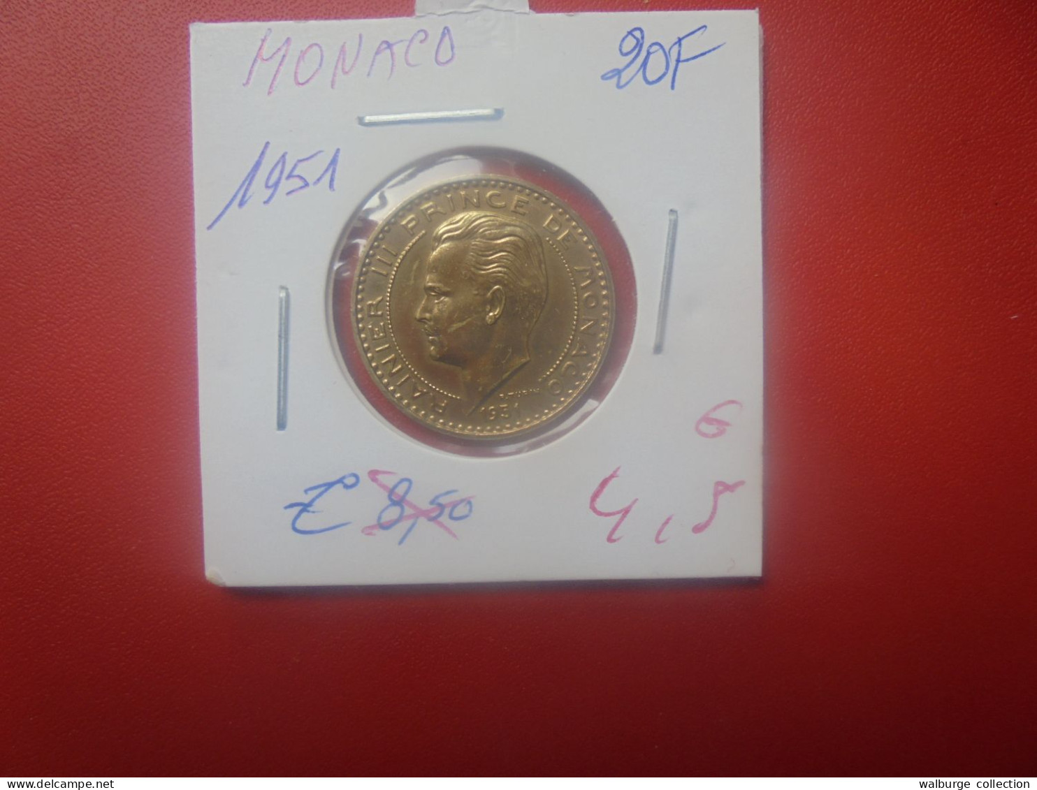 MONACO 20 Francs 1951 (A.10) - 1949-1956 Alte Francs
