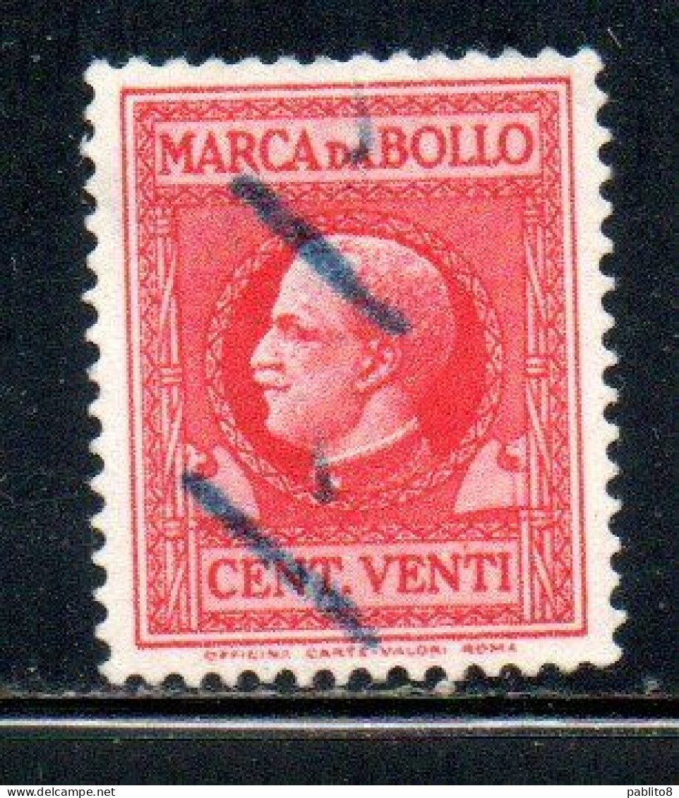 ITALIA REGNO ITALY KINGDOM 1935 RE VITTORIO EMANUELE III TASSA MARCA DA BOLLO SCAMBI COMMERCIALI REVENUE 20c USATO USED - Steuermarken