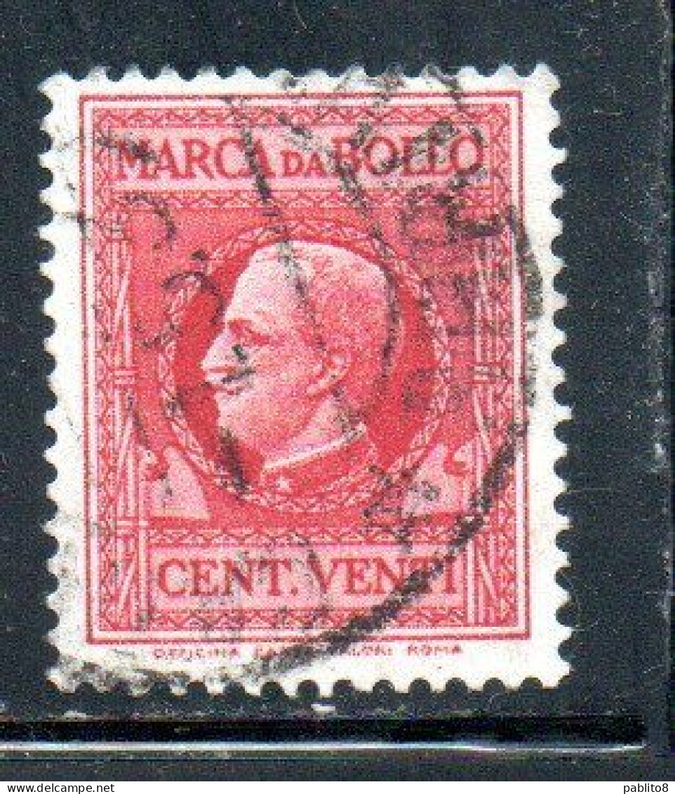 ITALIA REGNO ITALY KINGDOM 1935 RE VITTORIO EMANUELE III TASSA MARCA DA BOLLO SCAMBI COMMERCIALI REVENUE 20c USATO USED - Revenue Stamps