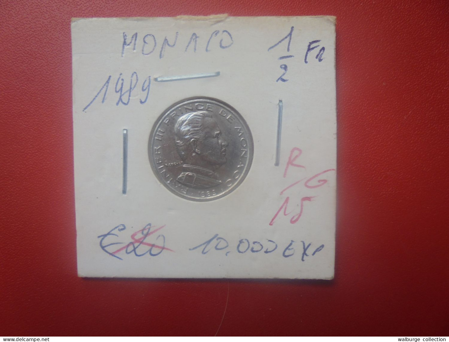 MONACO 1/2 Franc 1989 Assez Rare (A.10) - 1960-2001 Nouveaux Francs