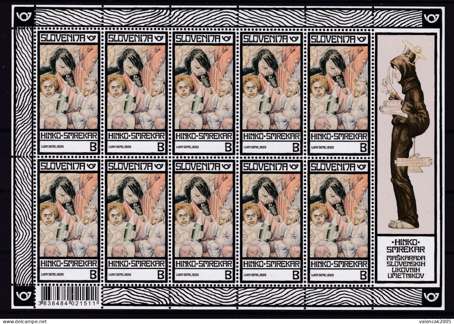 3333 Slovenia 2023 Mi.No. 1580 - 1584 ** MNH Full MS Hinko Smrekar Art Draughtsman Painter Sculptor Caricature - Altri & Non Classificati