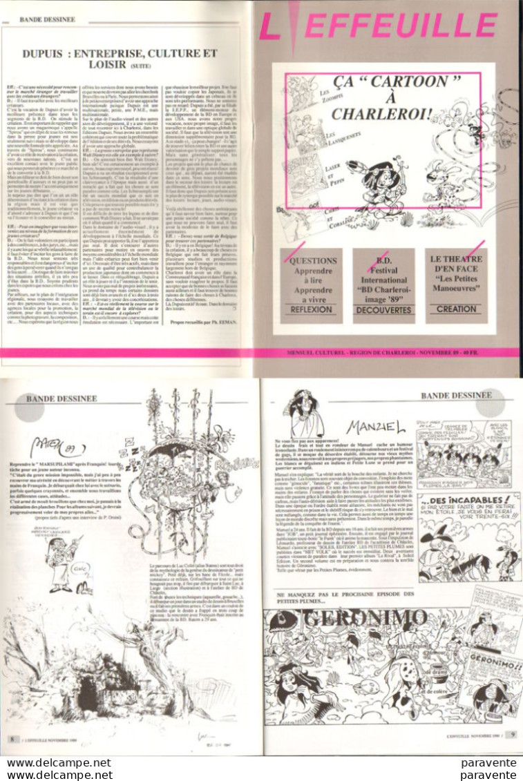 Magazine L'EFFEUILLE Region De Charleroi En 1989 Avec BATEM Marsupilami & MANUEL - Otros & Sin Clasificación