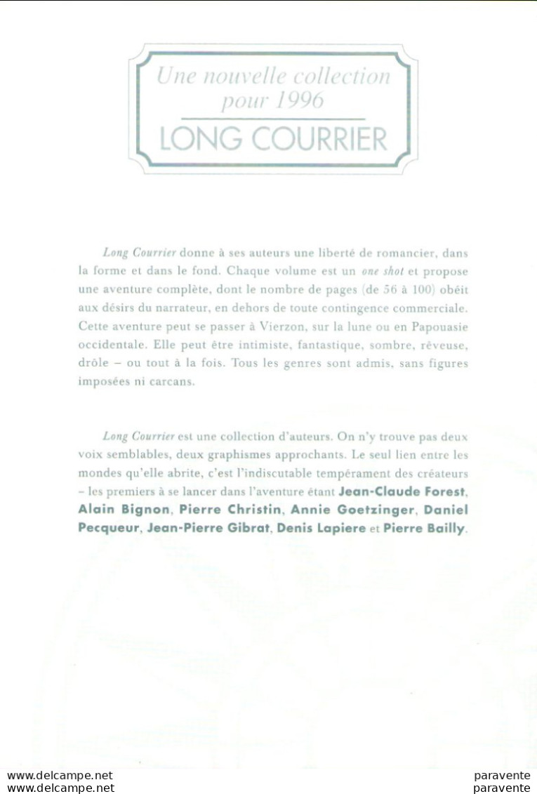 Dossier De Presse Collection LONG COURRIER Avec CHRISTIN BIGNON FOREST GOETZINGER En 1996 - Press Books