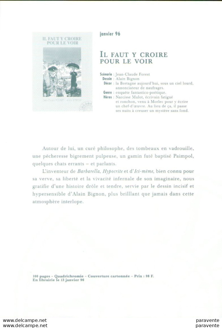 Dossier de presse Collection LONG COURRIER avec CHRISTIN BIGNON FOREST GOETZINGER en 1996