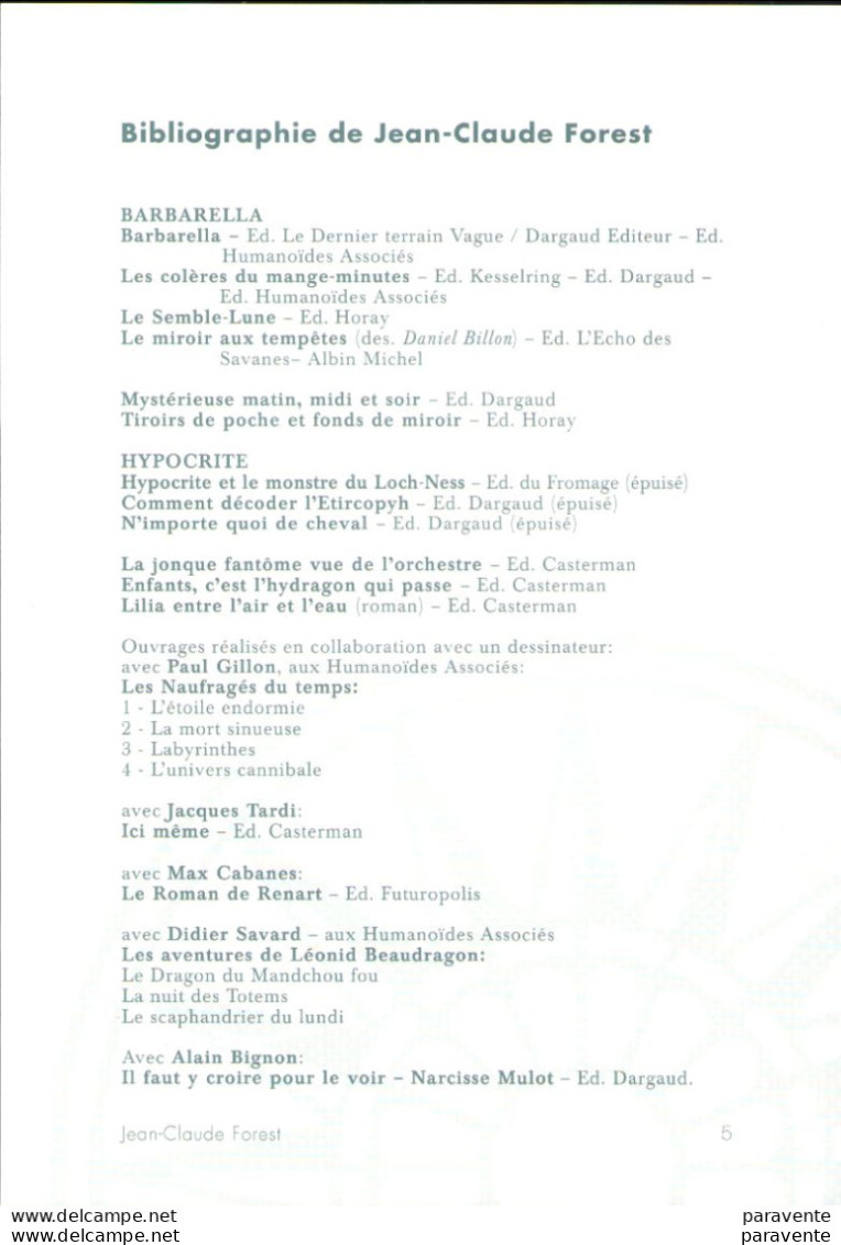 Dossier de presse Collection LONG COURRIER avec CHRISTIN BIGNON FOREST GOETZINGER en 1996