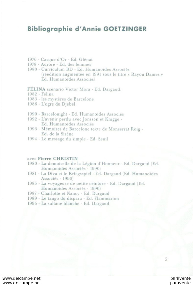 Dossier de presse Collection LONG COURRIER avec CHRISTIN BIGNON FOREST GOETZINGER en 1996