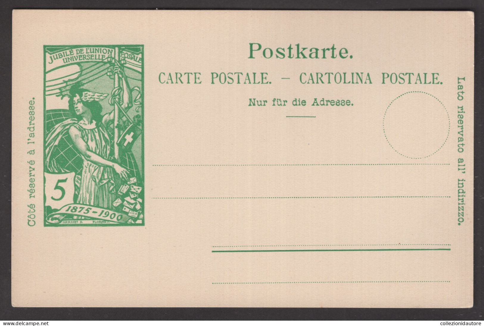 SWITZERLAND - POSTKARTE DA 5 C. NUOVA - JUBILÉ 1875-1900 - Post & Briefboten