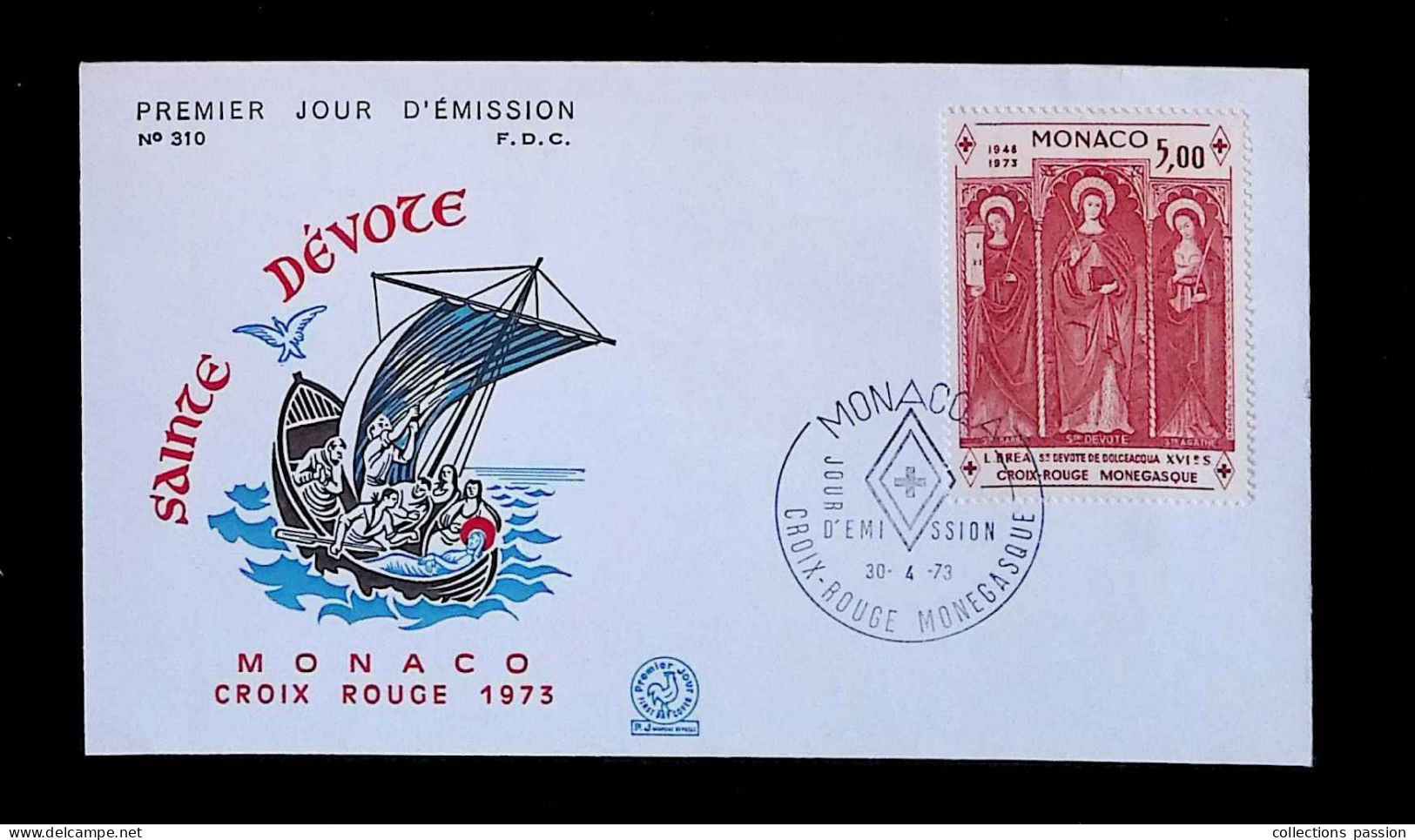 CL, FDC, 1 Er Jour, Monaco. A, 30-4-73, Croix Rouge Monégasque, Sainte Dévote - Cartas & Documentos