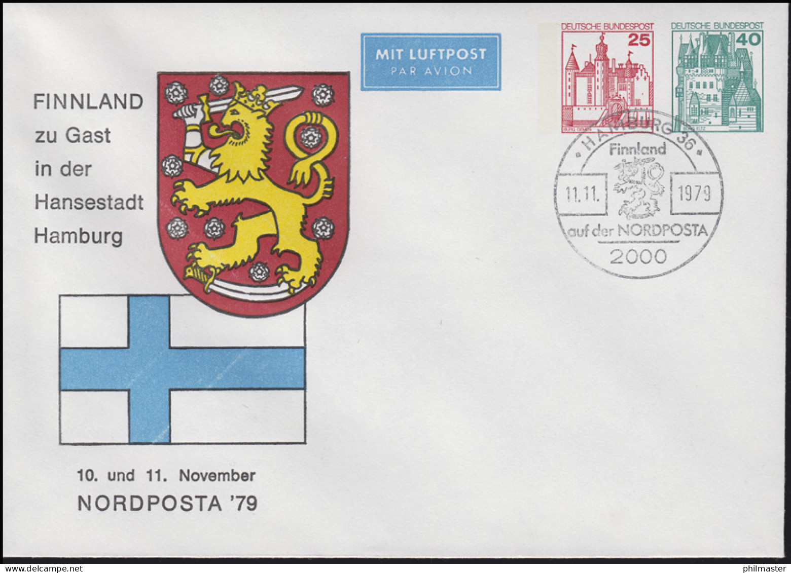 PU 180/2 Finnland Zu Gast In Hansestadt Hamburg SSt HAMBURG NORDPOSTA 11.11.1979 - Privatumschläge - Ungebraucht