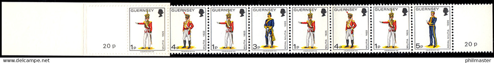 Guernsey Markenheftchen 3 Uniformen 20 Pence 1977, ** - Guernesey