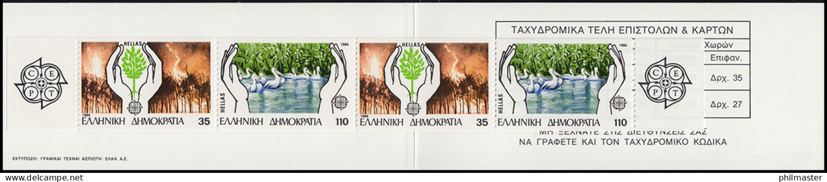 Griechenland Markenheftchen 5 Europa 1986 Natur- Und Umweltschutz, ** / MNH - Postzegelboekjes
