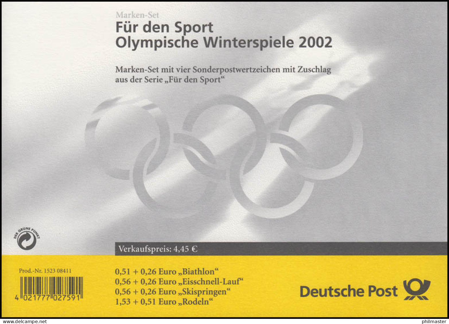 47 MH Winterolympiade, Versandstellenstempel Frankfurt/Main 7.2.2002 - 2001-2010