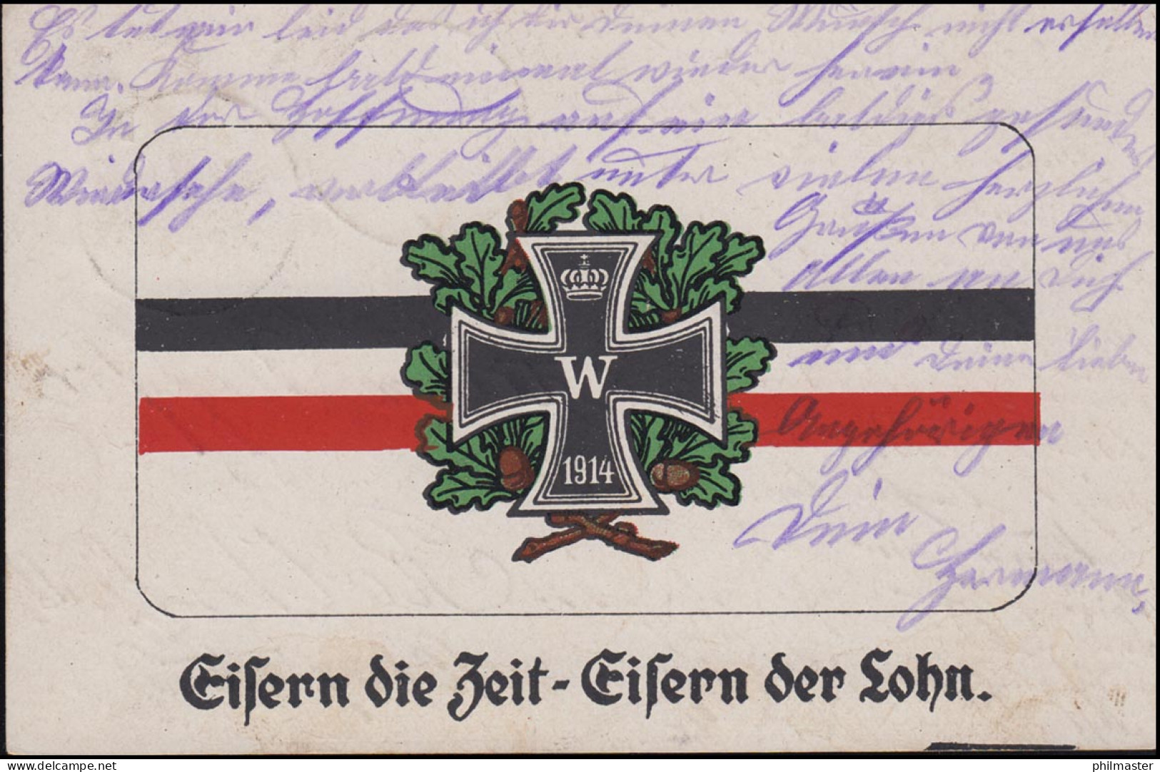 AK Das Eiserne Kreuz 1914 Eisern Die Zeit - Eisern Der Lohn, LAUENSTEIN 16.1.17 - Politieke Partijen & Verkiezingen