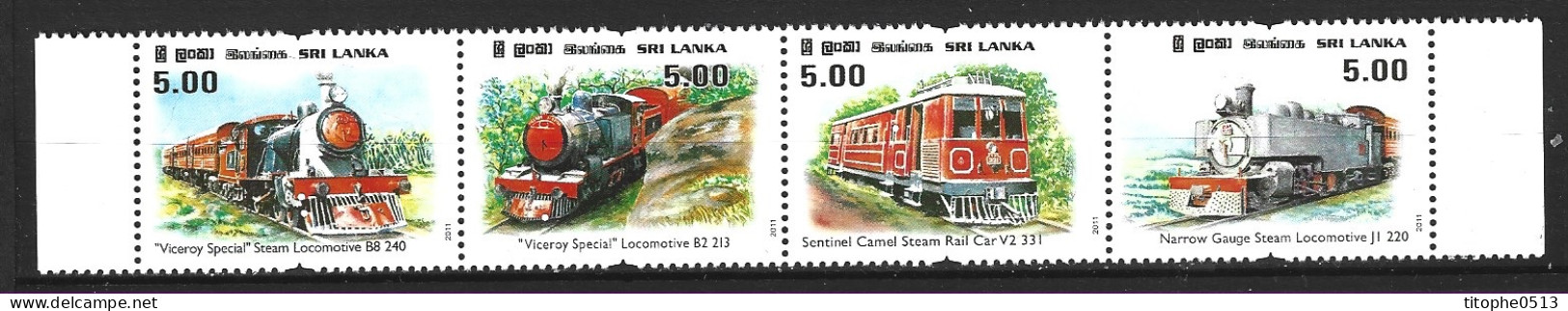 SRI LANKA. N°1775-8 De 2011. Locomotives à Vapeur. - Trains