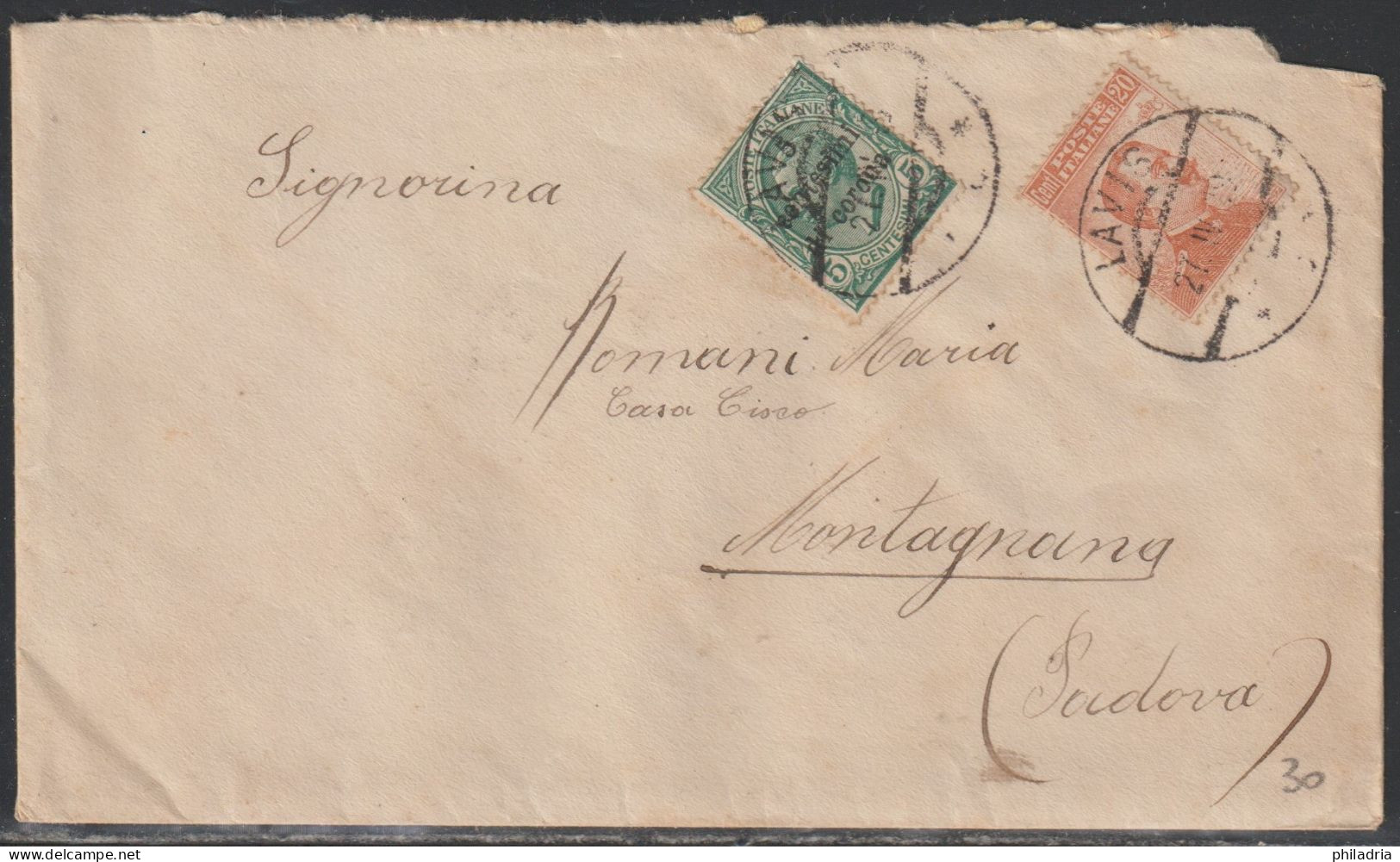 Lavis, 1919, Cover Franked With 25 Cent., Mixed Franking - Trente & Trieste