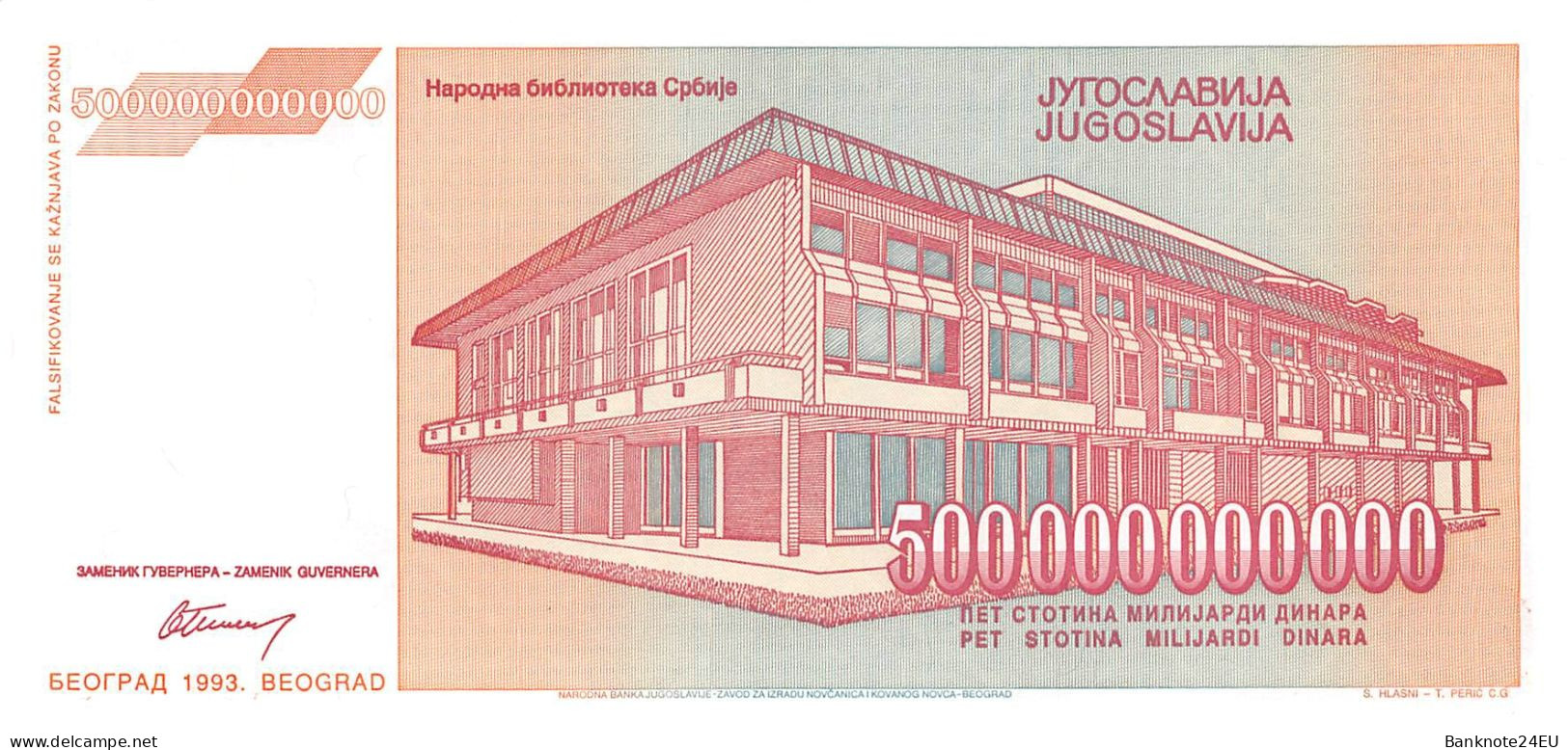 Yugoslavia 500.000.000.000 Dinara 1993 Xf - Yougoslavie