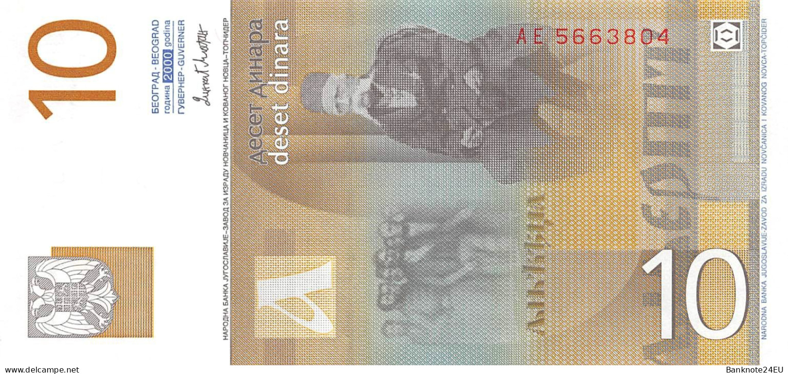 Yugoslavia 10 Dinara 2000 Unc Pn 153b - Yougoslavie