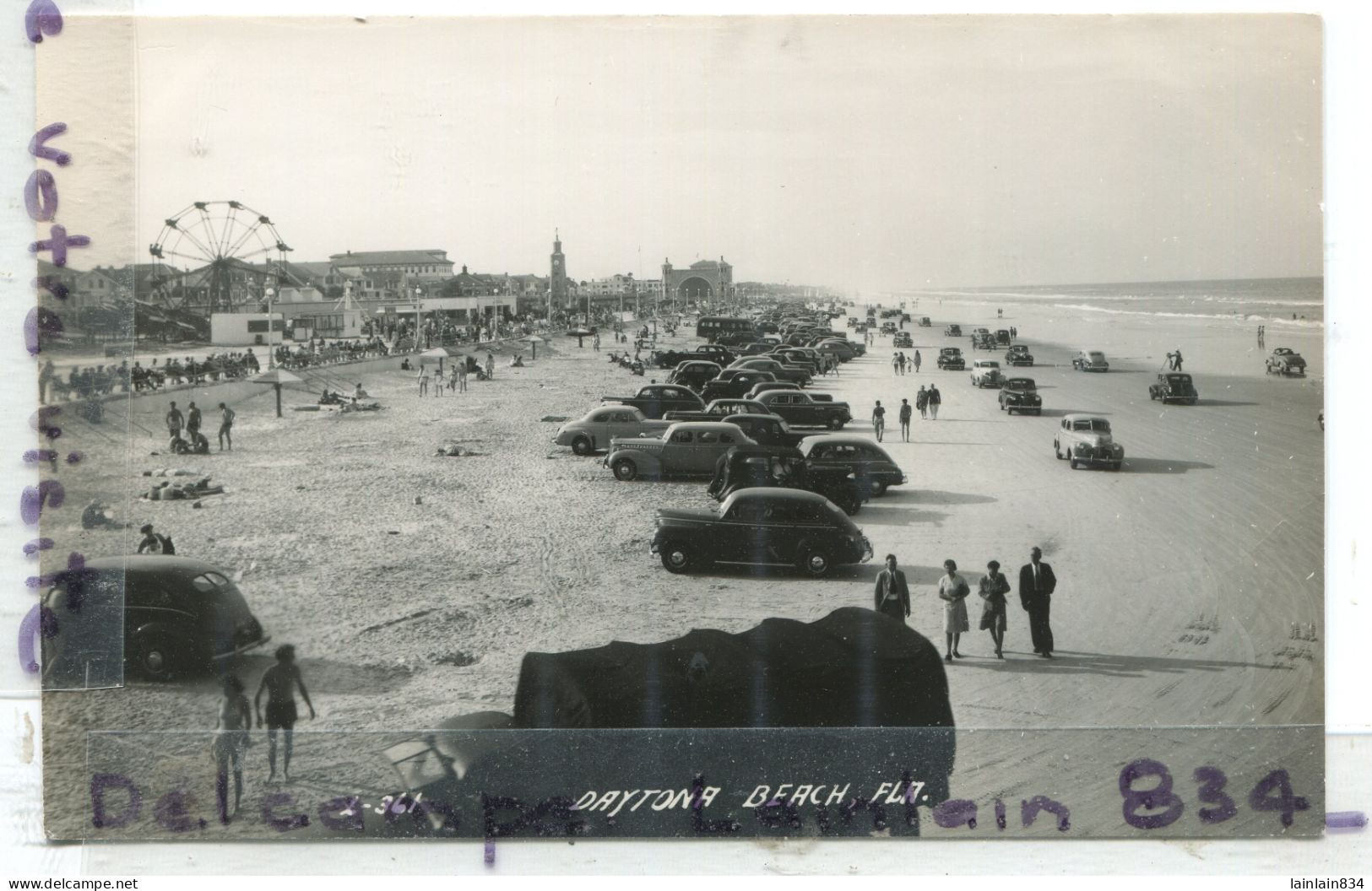 - 361 - Cars On DAYTONA BEACH - ( FL Florida ), Rare, Années 50, Petit Format, Glacée, Non écrite, TTBE, Scans. - Daytona