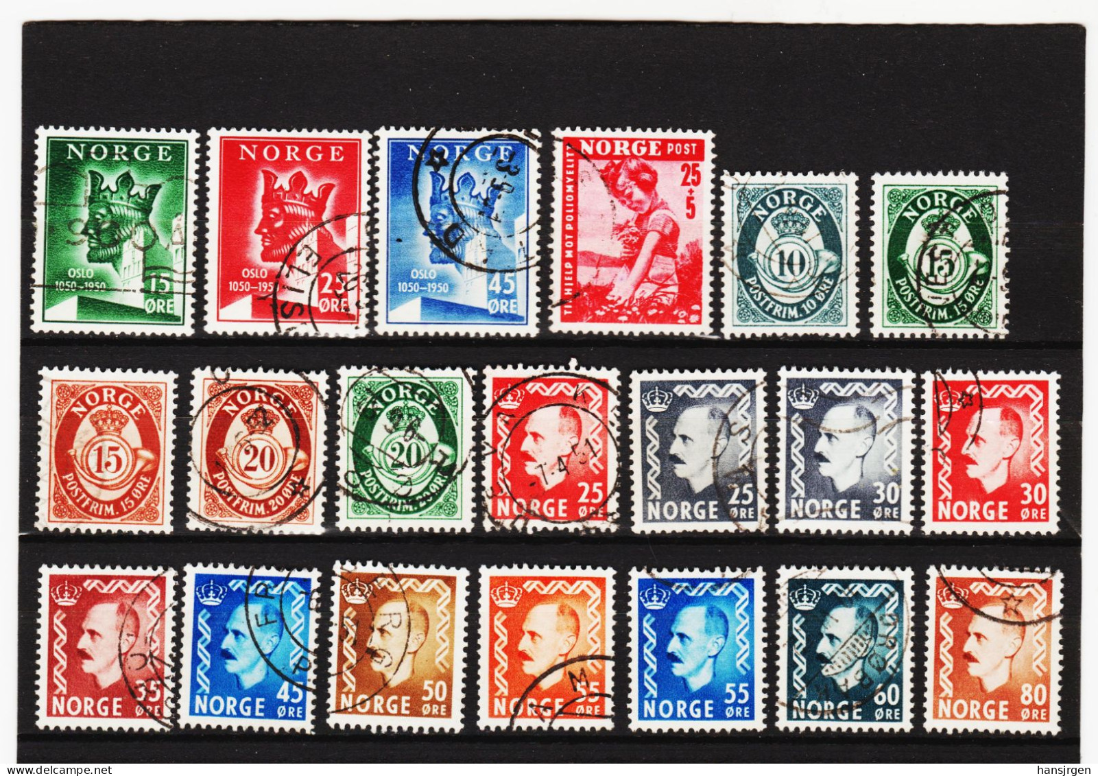 DDT98 N O R W E G E N 1950  Michl  348/51 + 353/68  Gestempelt Z Ä H N U N G SIEHE ABBILDUNG - Used Stamps