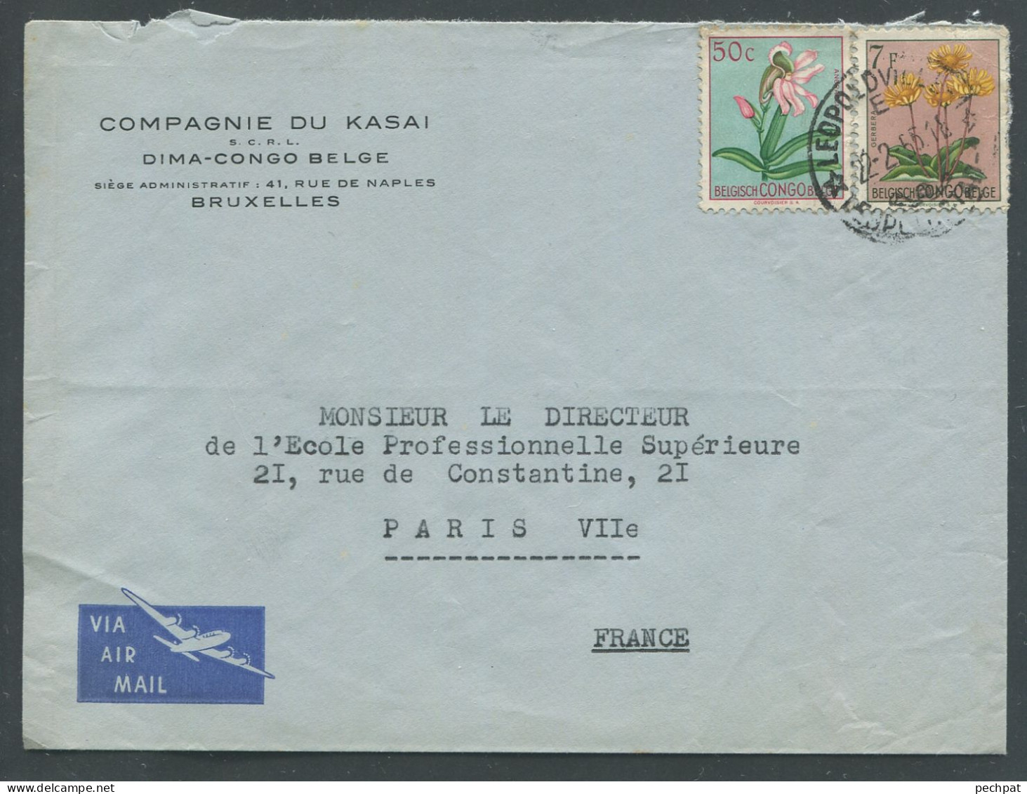 Congo Belge 6 lettres Zani par Djalasiga - Compagnie du Kasai - Kilembe via Gungu - Matadi - Aba - Boma