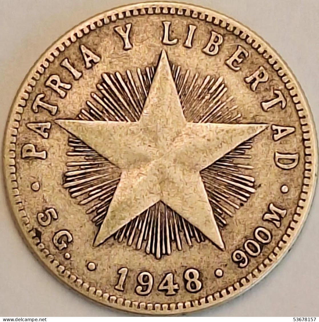 Cuba - 20 Centavos 1948, KM# 13.2, Silver (#3572) - Cuba