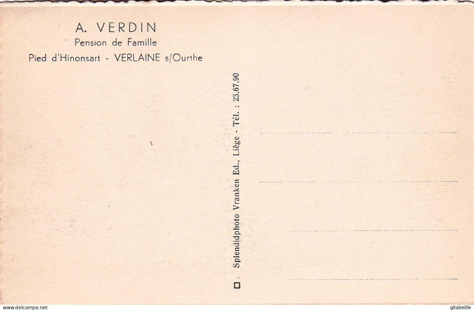 Verlaine S/Ourthe - Nossogne (A. Verdin, Pension De Famille, Ed. Vranken) - Verlaine