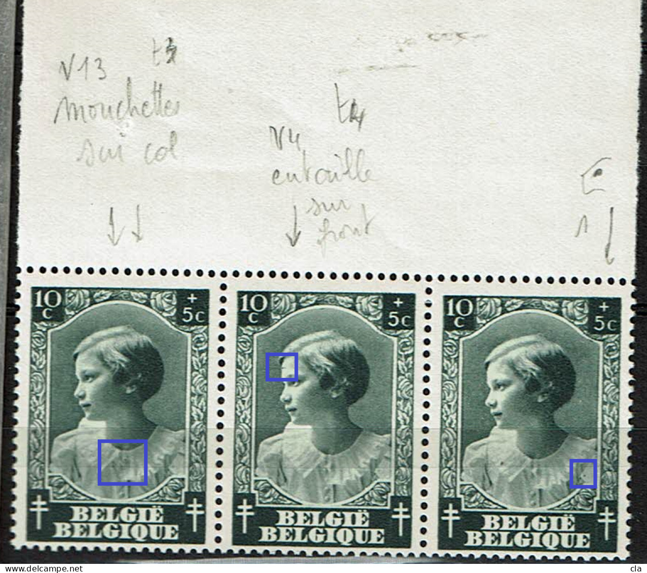 48  Bloc 3 Bdf  **  TT1  LV 13  Mouchettes Sur Fermeture  T2  LV 4  Entaille Front Et T3  Point épaule - 1931-1960