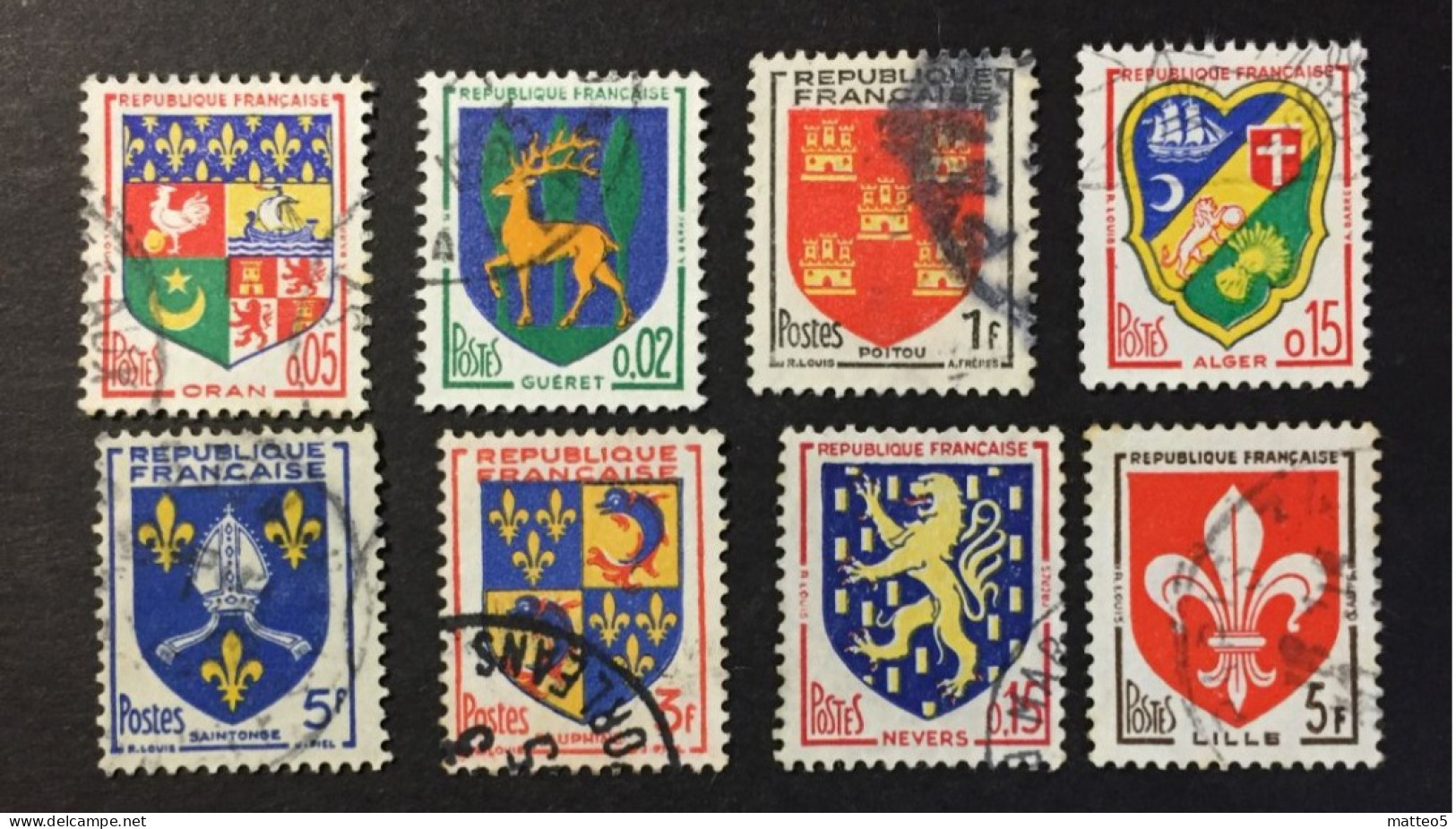 1958 /60 France - Coat Of Arms Of Provinces - 8 Stamps Used - 1941-66 Wapenschilden