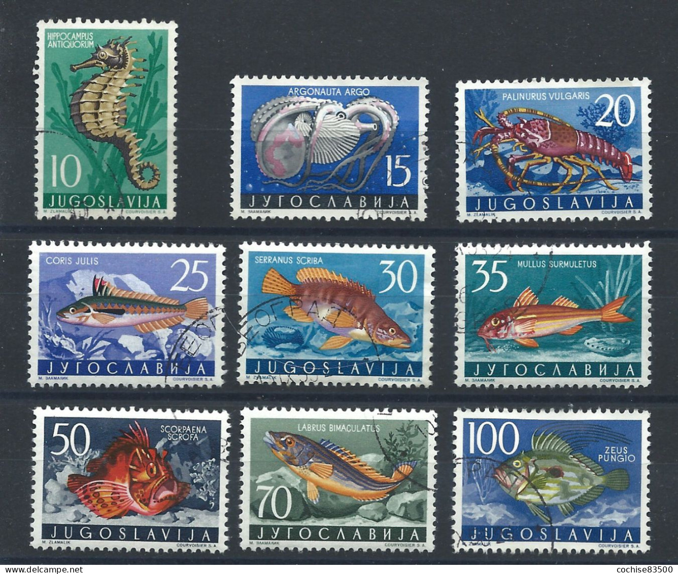 Yougoslavie N°697/705 Obl (FU) 1956 - Faune Marine - Usados