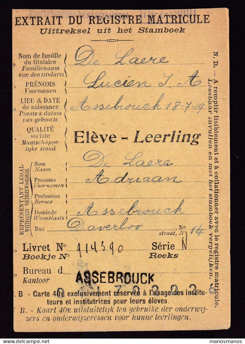 DDFF 749 -- ASSEBROUCK - Carte De Caisse D'Epargne Postale/Postspaarkaskaart 1925 - Petite Griffe - Franquicia